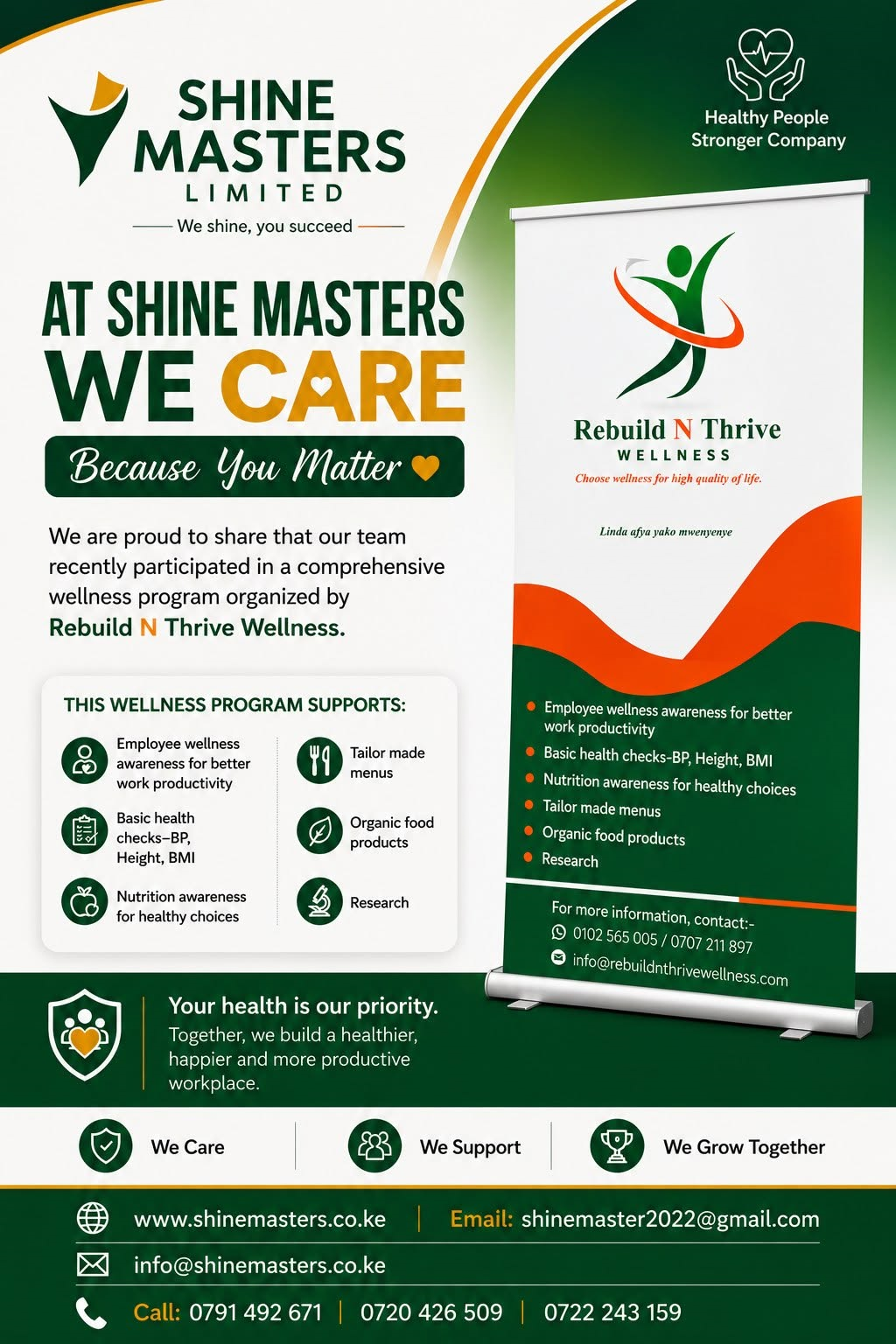 Shine Masters employee wellness program poster